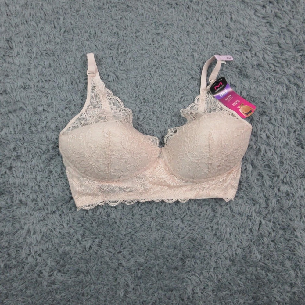 Maidenform Wireless Longline Bra Womens 38D Beige Lace Foam Cups NWT